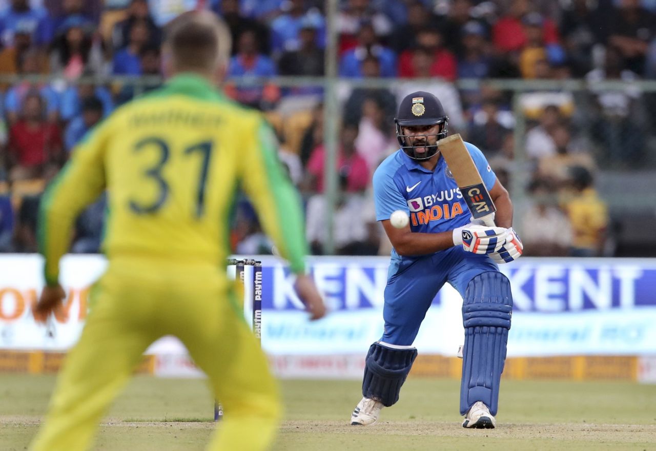 Rohit Sharma drives on the up, India v Australia, 3rd ODI, Bengaluru, January 19, 2020