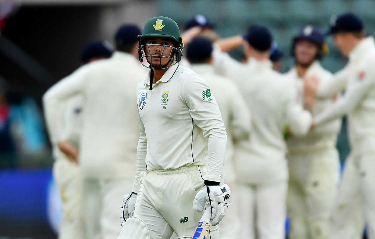 Quinton de Kock was out to a poor shot, South Africa v England, 3rd Test, Port Elizabeth, 4th day, January 19, 2020