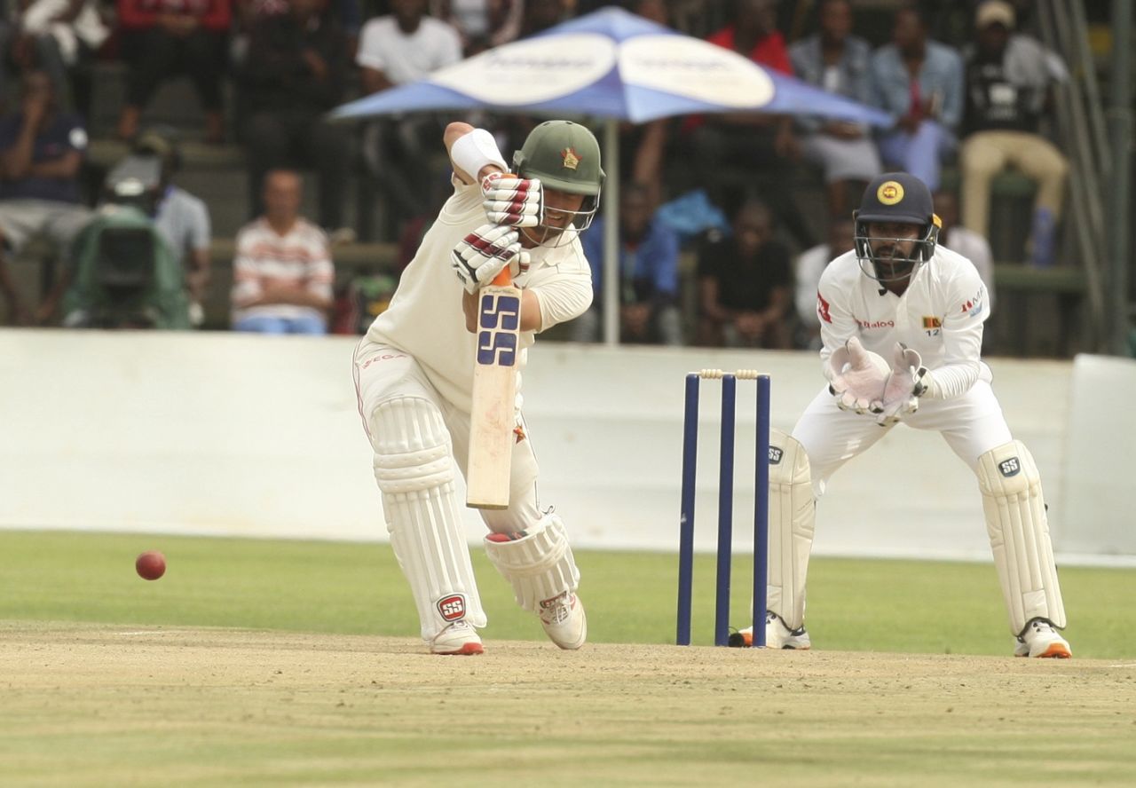 Craig Ervine plays a straight drive, Zimbabwe v Sri Lanka, 1st Test, Harare, 1st day, January 19, 2020