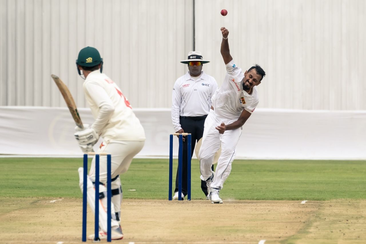 Suranga Lakmal bowled a fine spell on the second morning, Zimbabwe v Sri Lanka, 1st Test, Harare, 2nd day, January 20, 2020