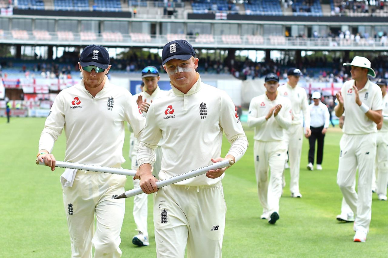 Ollie Pope leads England off the field, South Africa v England, 3rd Test, Port Elizabeth, 5th day, January 20, 2020