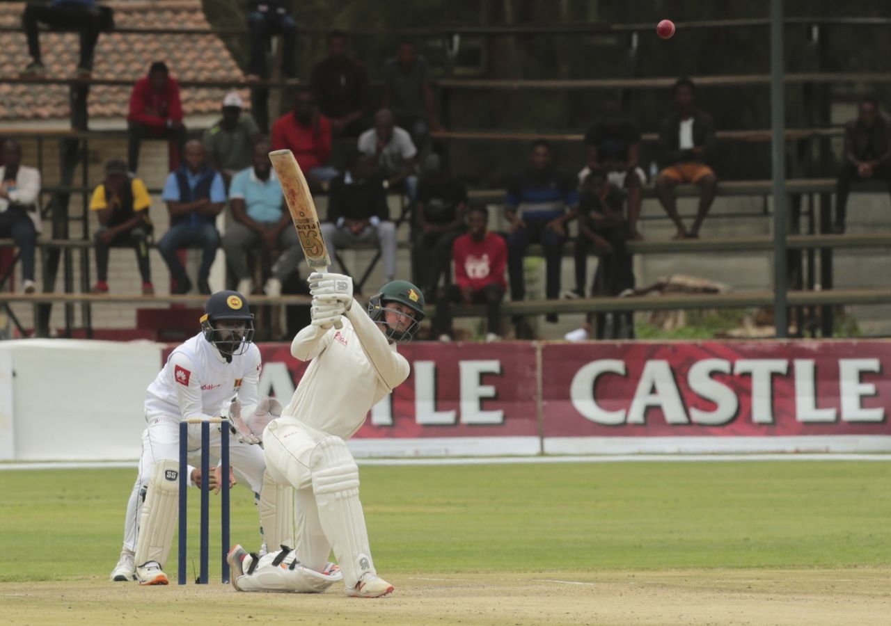 Sean Williams lofts one down the ground, Zimbabwe v Sri Lanka, 1st Test, Harare, 2nd day, January 20, 2020