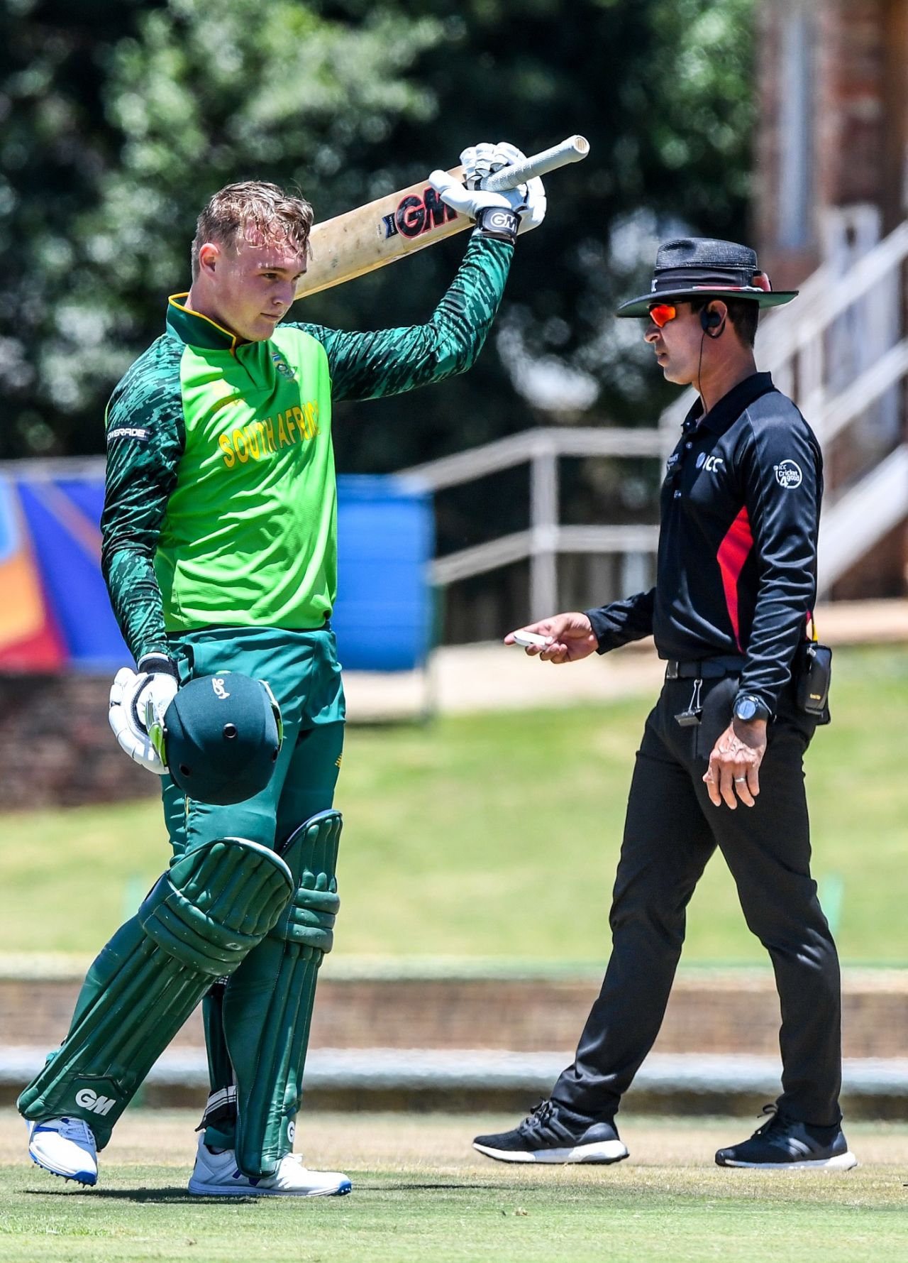 Bryce Parsons celebrates his century, South Africa v Canada, Under-19 World Cup 2020, Potchefstroom, January 22, 2020