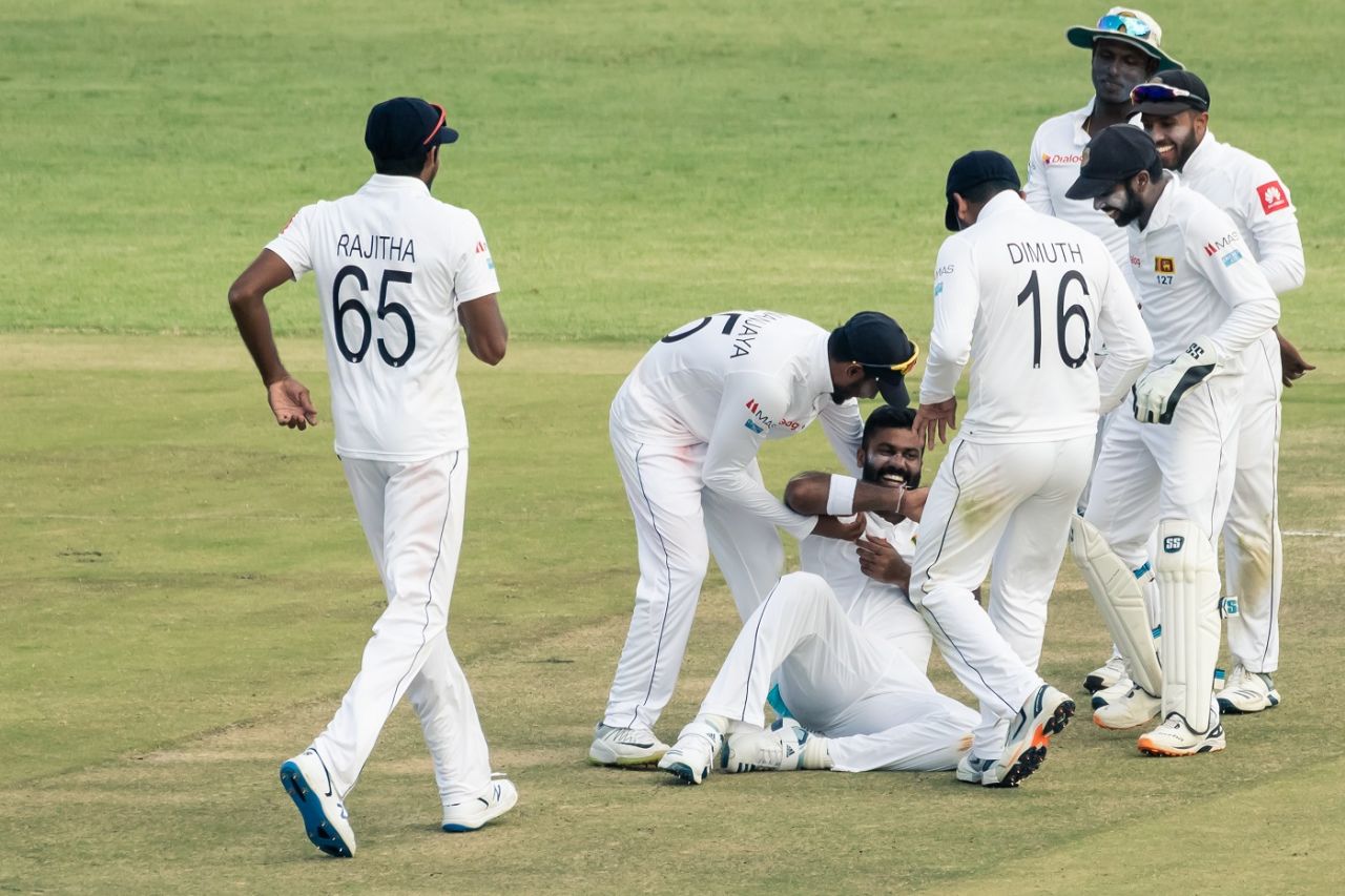 Lahiru Kumara is ecstatic after taking a wicket, Zimbabwe v Sri Lanka, 1st Test, Harare, 5th day, January 23, 2020