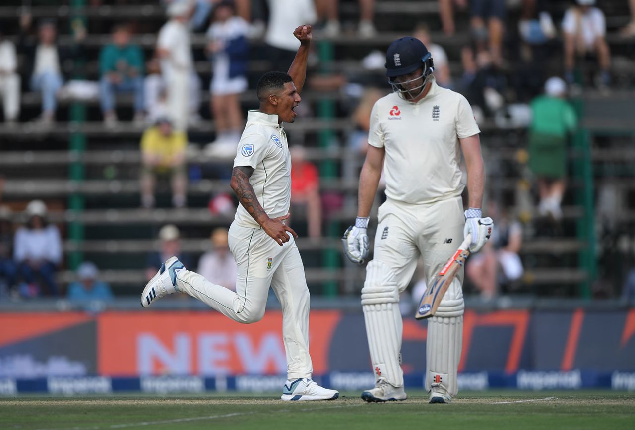 Beuran Hendricks bags Dom Sibley for his maiden Test wicket, South Africa v England, 4th Test, Day 1, Johannesburg, January 24, 2020