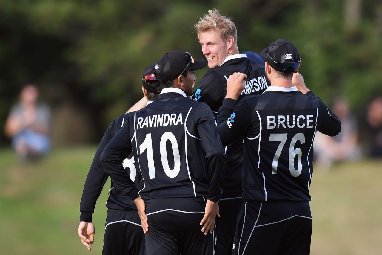 Kyle Jamieson picked up two wickets in the final over, New Zealand A v India A, 3rd one-dayer, Christchurch, January 26, 2020