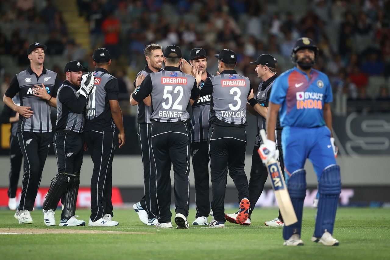 Tim Southee sent back Rohit Sharma in the first over, New Zealand v India, 2nd T20I, Auckland, January 26, 2020
