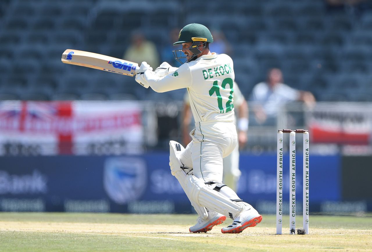 Quinton de Kock cuts, South Africa v England, 4th Test, Day 3, Johannesburg, January 26, 2020
