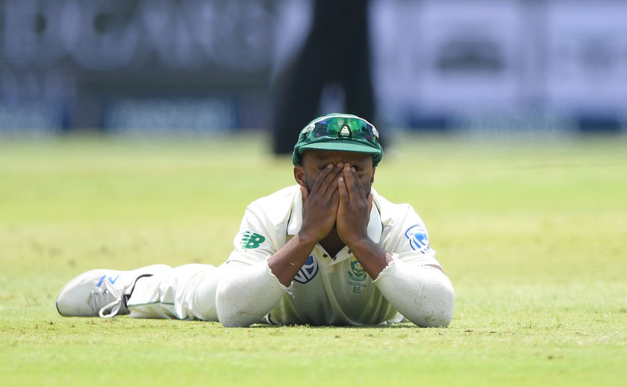 Temba Bavuma reacts to a missed run-out chance, South Africa v England, 4th Test, Day 3, Johannesburg, January 26, 2020