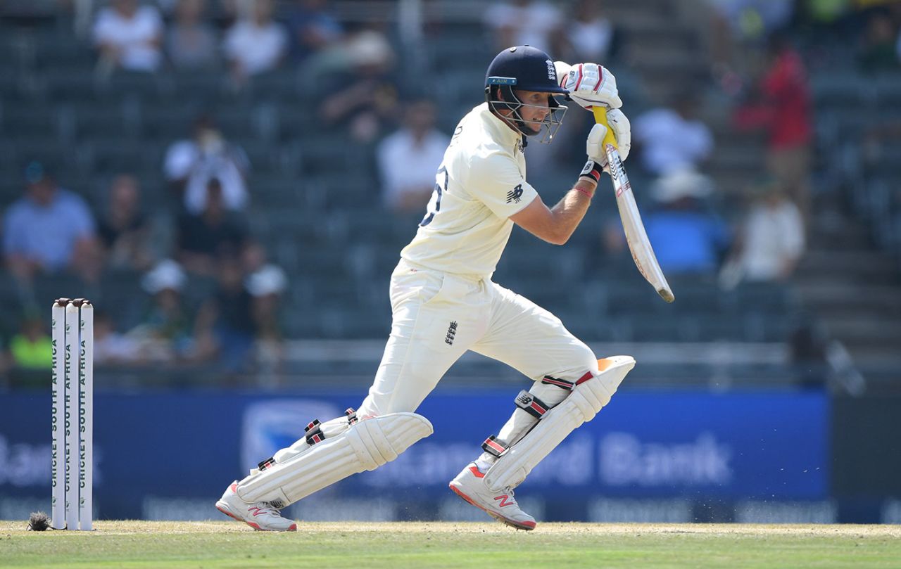 Joe Root drives down the ground, South Africa v England, 4th Test, Day 3, Johannesburg, January 26, 2020