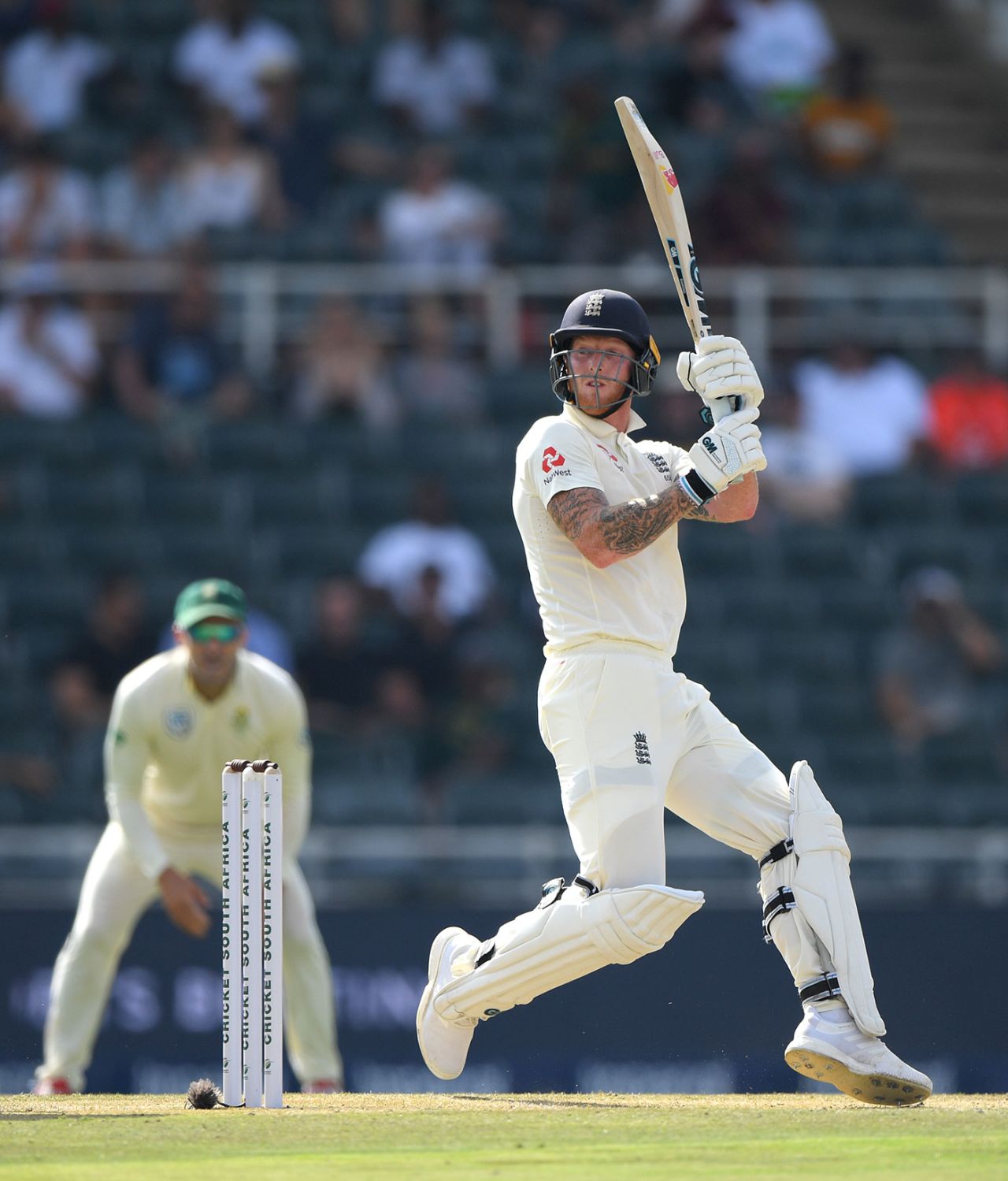 Ben Stokes pulls through the leg side, South Africa v England, 4th Test, Day 3, Johannesburg, January 26, 2020