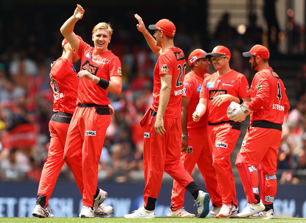 Will Sutherland celebrates a wicket, Melbourne Renegades v Brisbane Heat, BBL 09, Melbourne, January 27, 2019