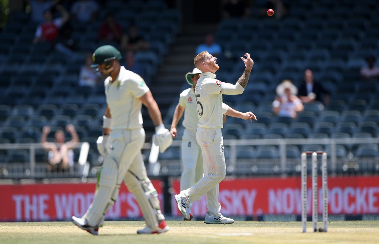 Ben Stokes removed Dean Elgar, South Africa v England, 4th Test, Johannesburg, 4th day, January 27, 2020