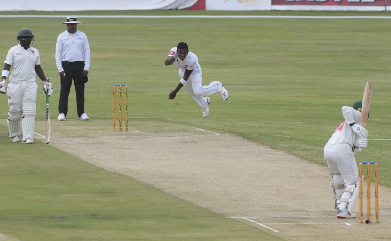 Vishwa Fernando bowls, Zimbabwe v Sri Lanka, 2nd Test, Harare, 1st day, January 27, 2020