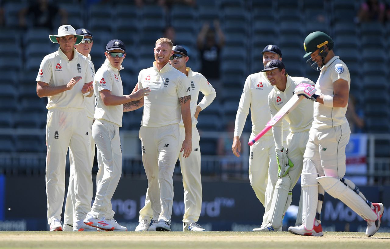 Ben Stokes removed Faf du Plessis, South Africa v England, 4th Test, Johannesburg, 4th day, January 27, 2020
