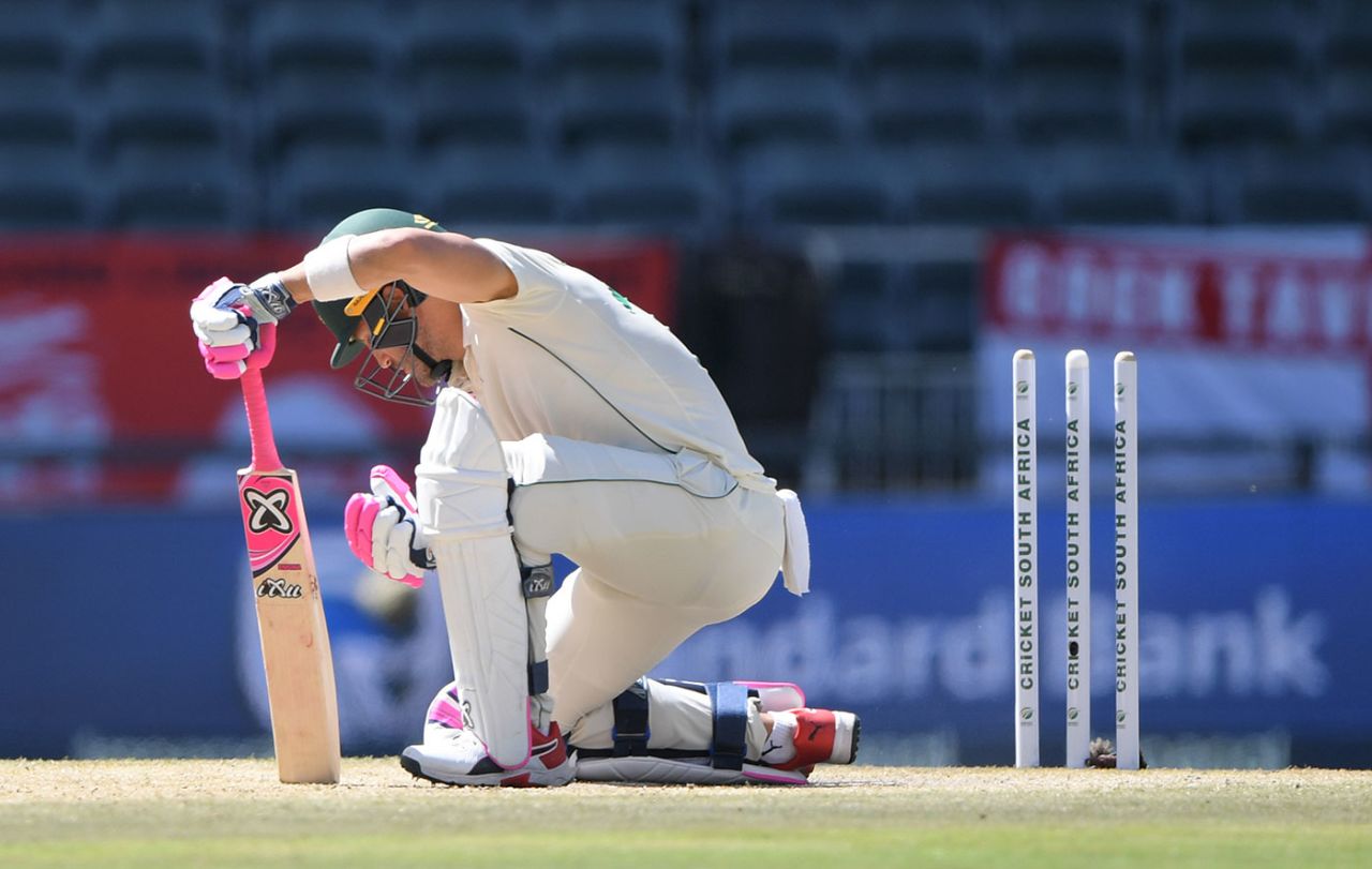 Faf du Plessis was bowled by one that kept low, South Africa v England, 4th Test, Johannesburg, 4th day, January 27, 2020