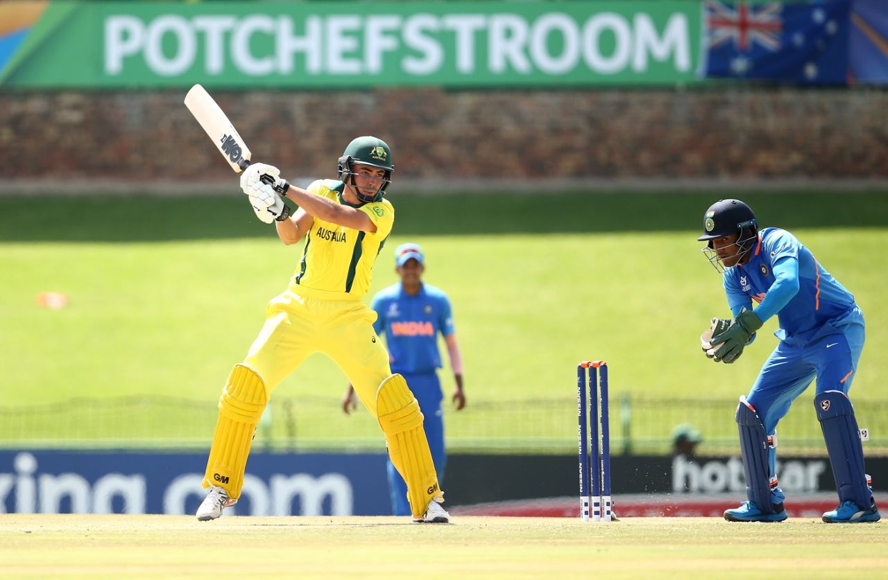 Sam Fanning cuts, Australia v India, Under-19 World Cup 2020, Super League quarter-final. Potchefstroom, January 28, 2020