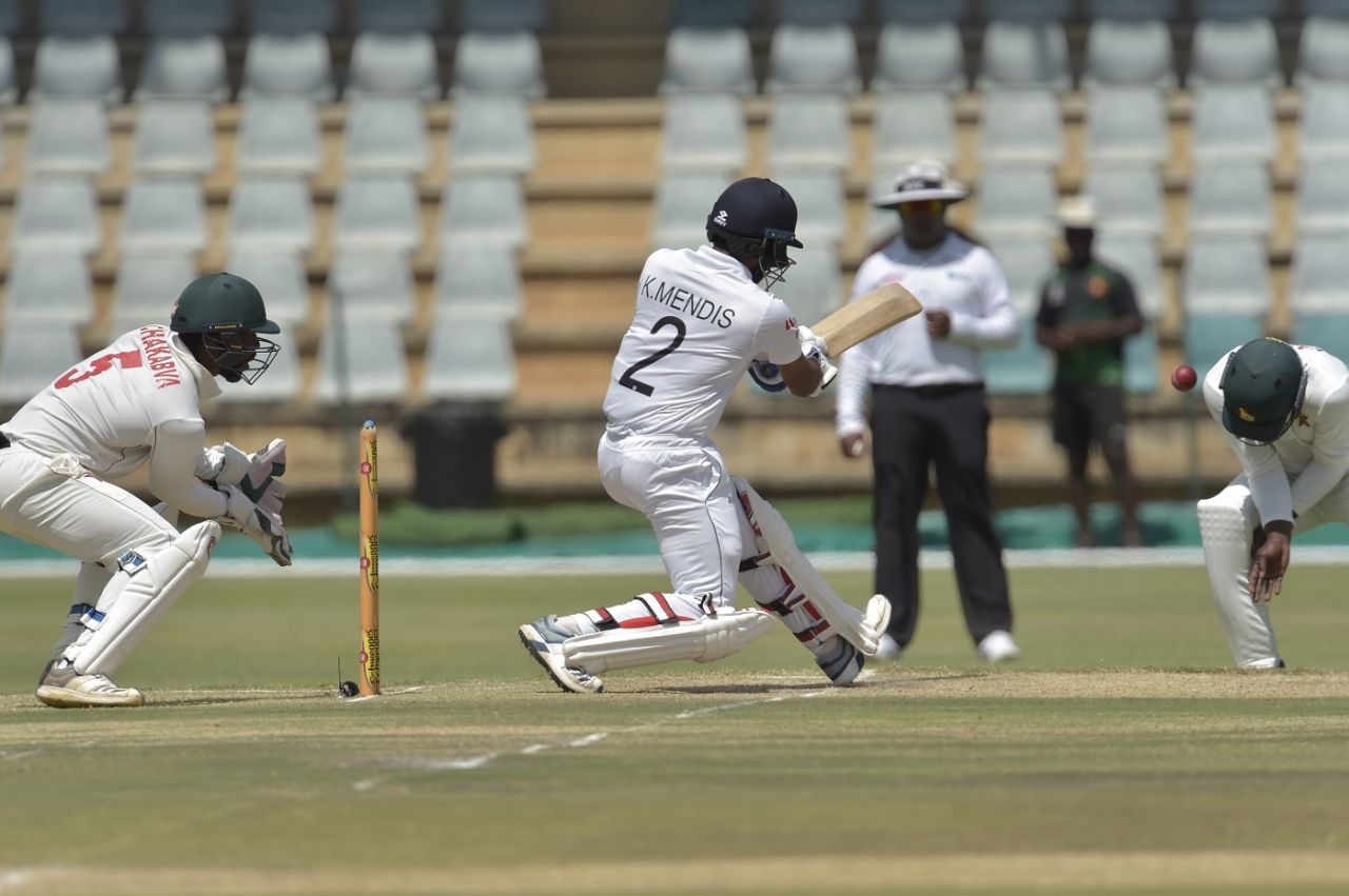 Kevin Kasuza was hit on the helmet by a Kusal Mendis pull, Zimbabwe v Sri Lanka, 2nd Test, Harare, 3rd day, January 29, 2020