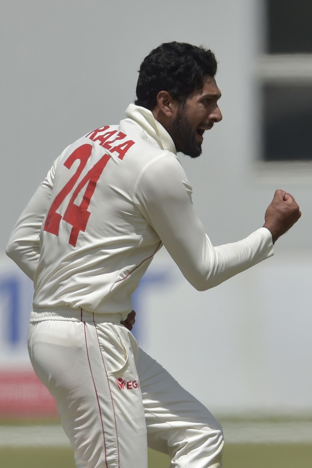 Sikandar Raza is pumped up after taking a wicket, Zimbabwe v Sri Lanka, 2nd Test, Harare, 3rd day, January 29, 2020