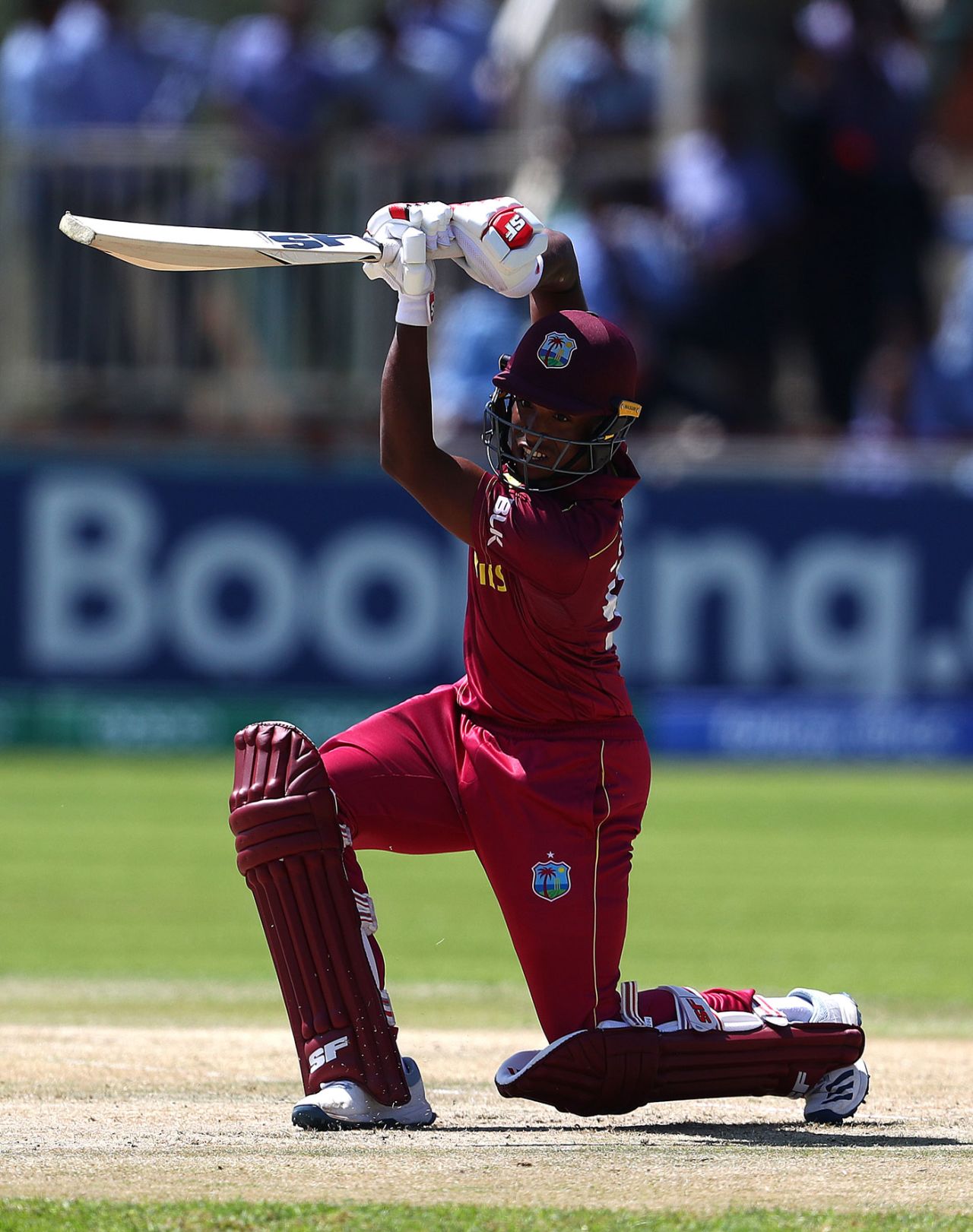 Leonardo Julien drives through the off side, West Indies v England, Under-19 World Cup, Kimberley, January 20, 2020