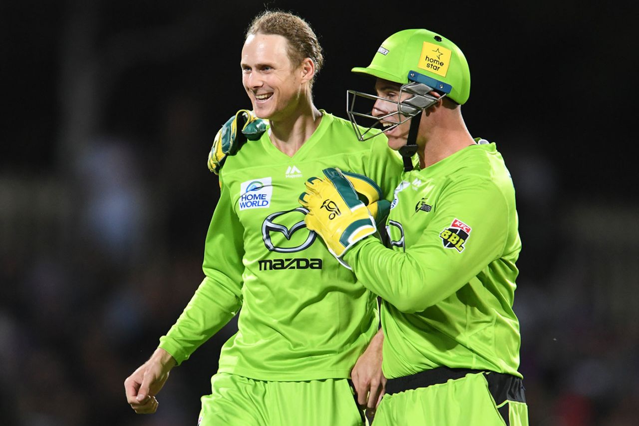 Jono Cook removed both Matthew Wade and D'Arcy Short, Hobart Hurricanes v Sydney Thunder, Big Bash, Hobart, January 30, 2020