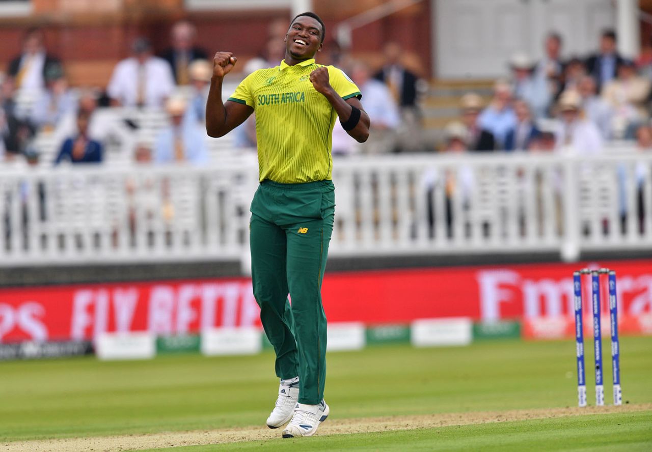 Lungi Ngidi celebrates a wicket during the 2019 World Cup, South Africa v Pakistan, Lord's, June 23, 2019