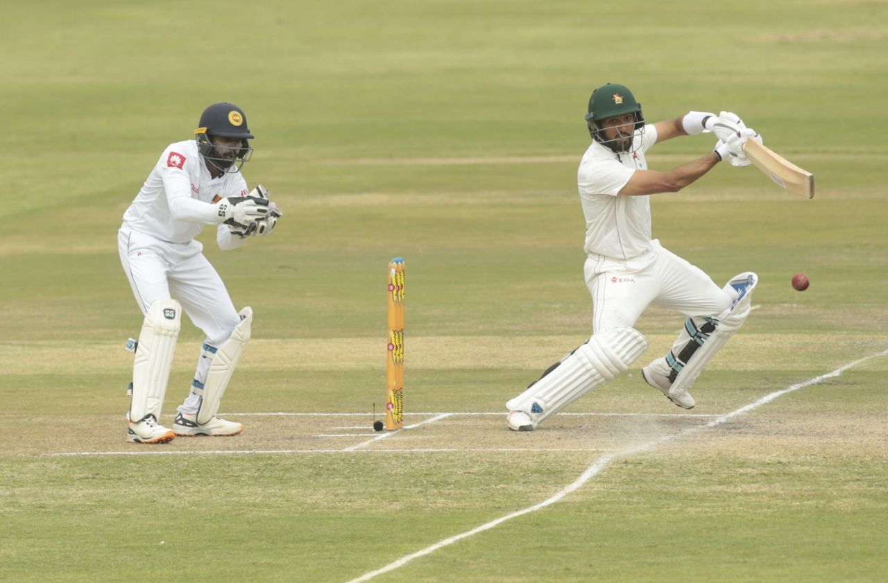 Sikandar Raza punches one of the back foot, Zimbabwe v Sri Lanka, 2nd Test, Harare, 4th day, January 30, 2020