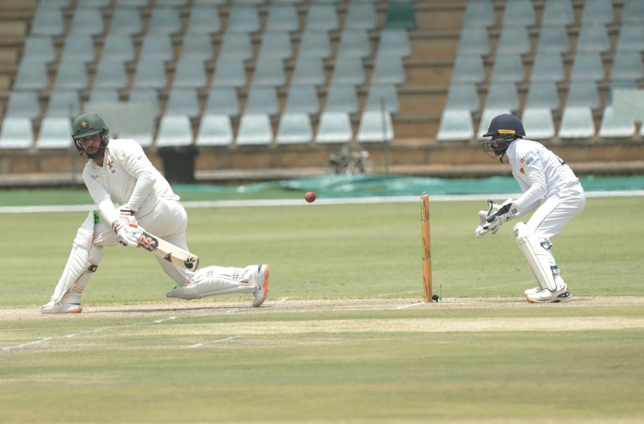 Brendan Taylor plays a sweep, Zimbabwe v Sri Lanka, 2nd Test, Harare, 4th day, January 30, 2020
