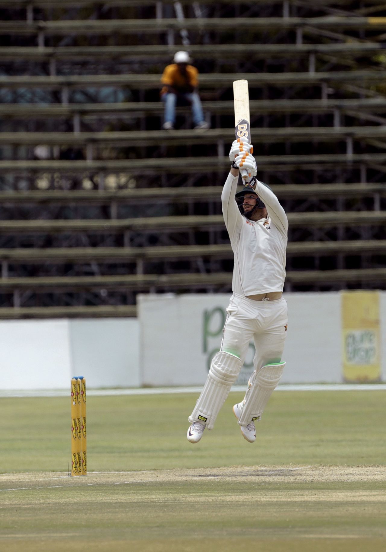 Brendan Taylor goes airborne to connect a ramp shot, Zimbabwe v Sri Lanka, 2nd Test, Harare, 4th day, January 30, 2020
