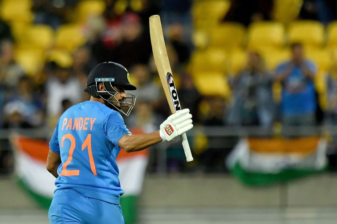 Manish Pandey brought up his third T20I half-century, New Zealand v India, 4th T20I, Wellington, January 31, 2020