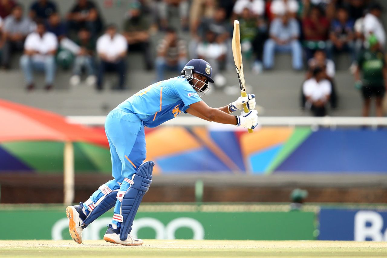 Divyaansh Saxena flicks through the leg side, India v Pakistan, U-19 World Cup semi-final, Potchefstroom, February 4, 2020