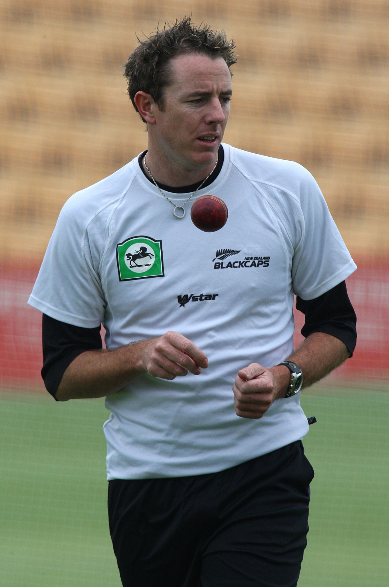 Iain O'Brien at a practice session before the game, Northamptonshire v New Zealand, day three, County Ground, 1 June 2008