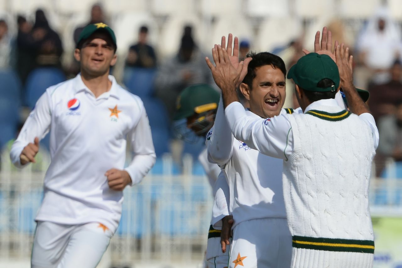 Mohammad Abbas is thrilled after picking up a wicket, Pakistan v Bangladesh, 1st Test, Rawalpindi, 1st day, February 7, 2020 