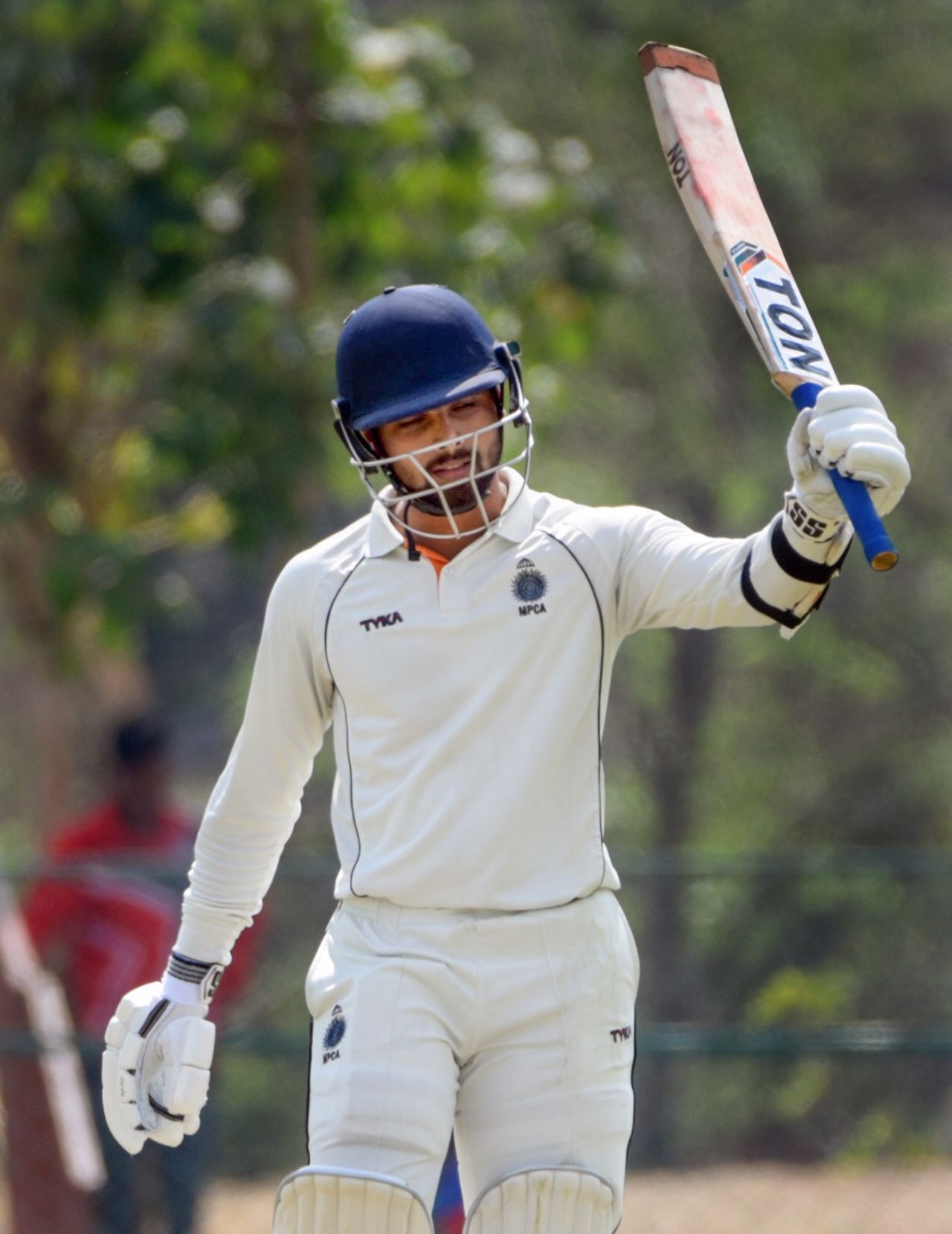 Aditya Shrivastava celebrates another first-class century, Karnataka v Madhya Pradesh, Ranji Trophy 2019-20, Group B, Shimoga, February 7, 2020