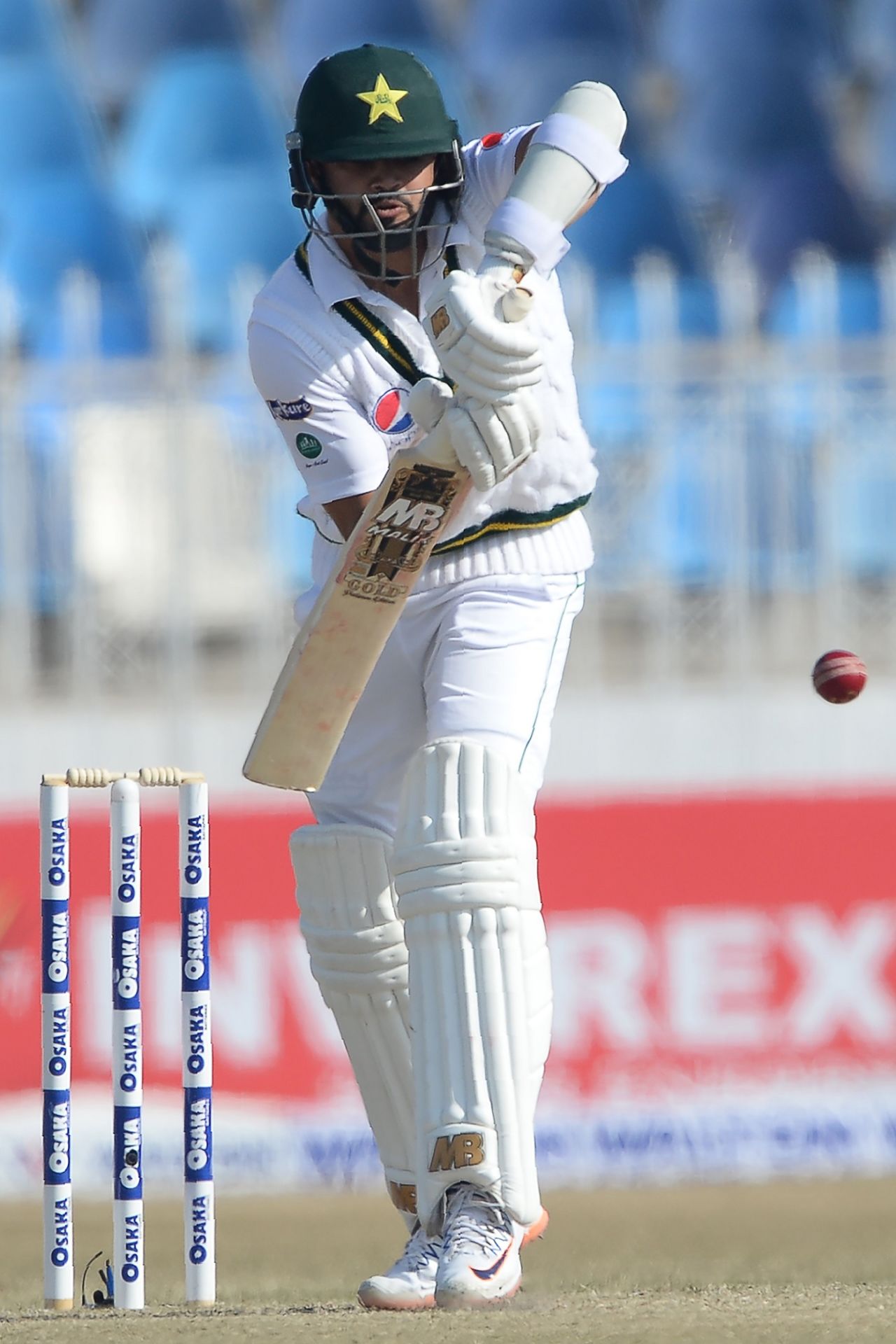 Azhar Ali gets behind the line of the ball, Pakistan v Bangladesh, 1st Test, Rawalpindi, 2nd day, February 8, 2020