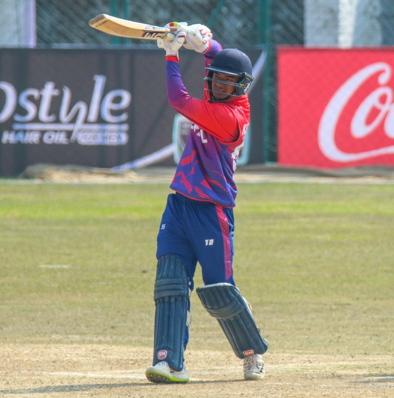 Kushal Malla drives over mid-off for a boundary, Nepal v Oman, ICC Cricket World Cup League Two tri-series, Kirtipur, February 8, 2020