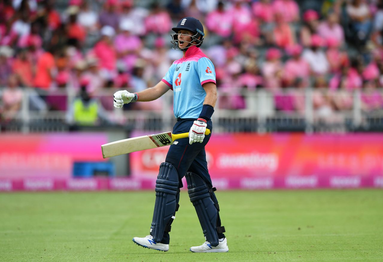 Joe Root was frustrated after gifting a catch to leg slip, South Africa v England, 3rd ODI, Johannesburg, February 9, 2019