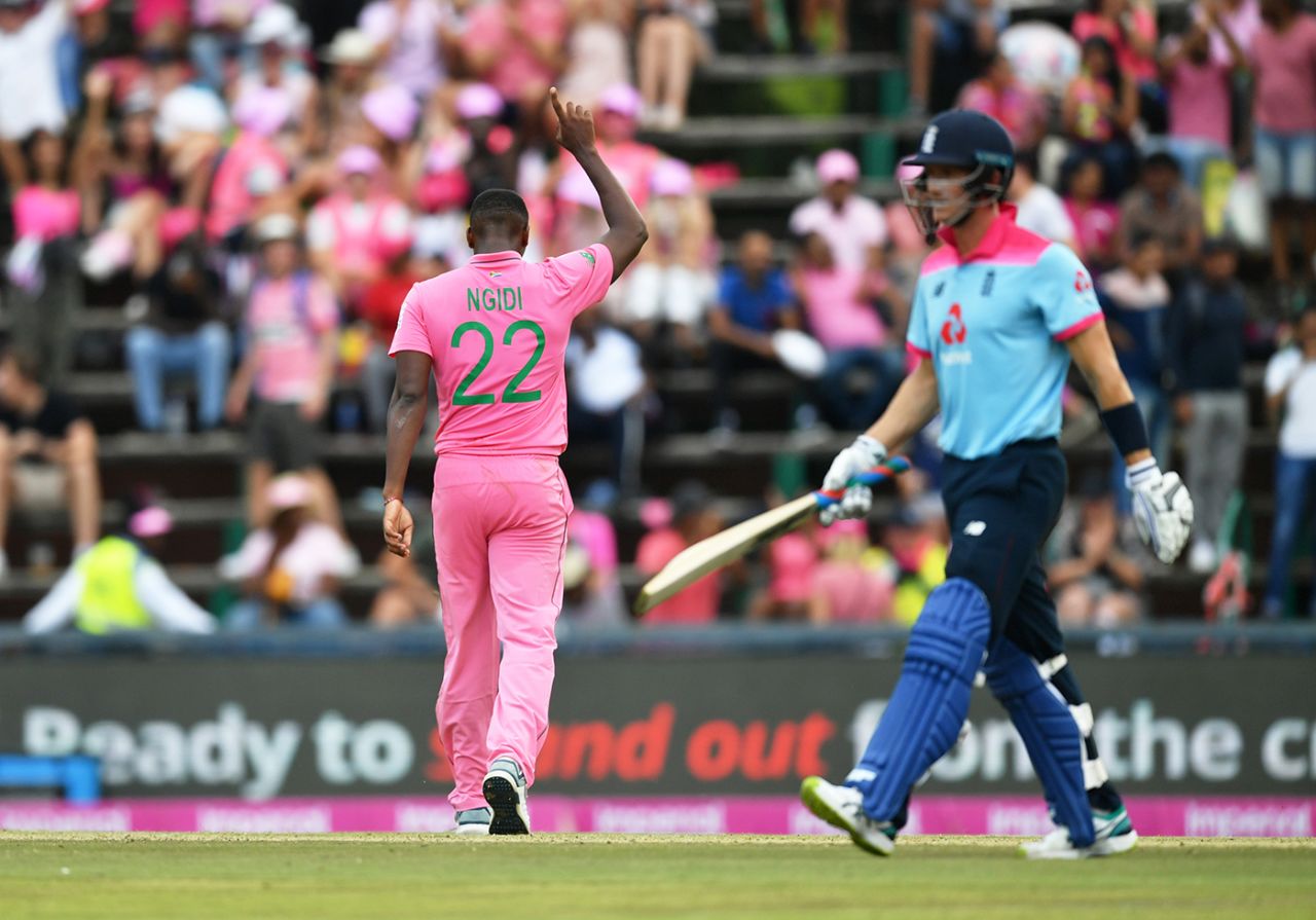 Lungi Ngidi dismissed Joe Denly, South Africa v England, 3rd ODI, Johannesburg, February 9, 2019