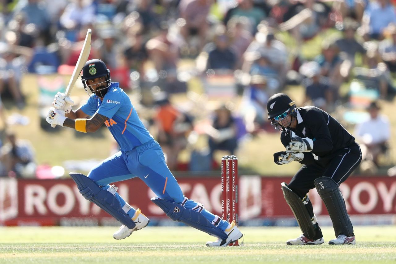 KL Rahul works spin down to fine leg, New Zealand v India, 3rd ODI, Mount Maunganui, February 11, 2020