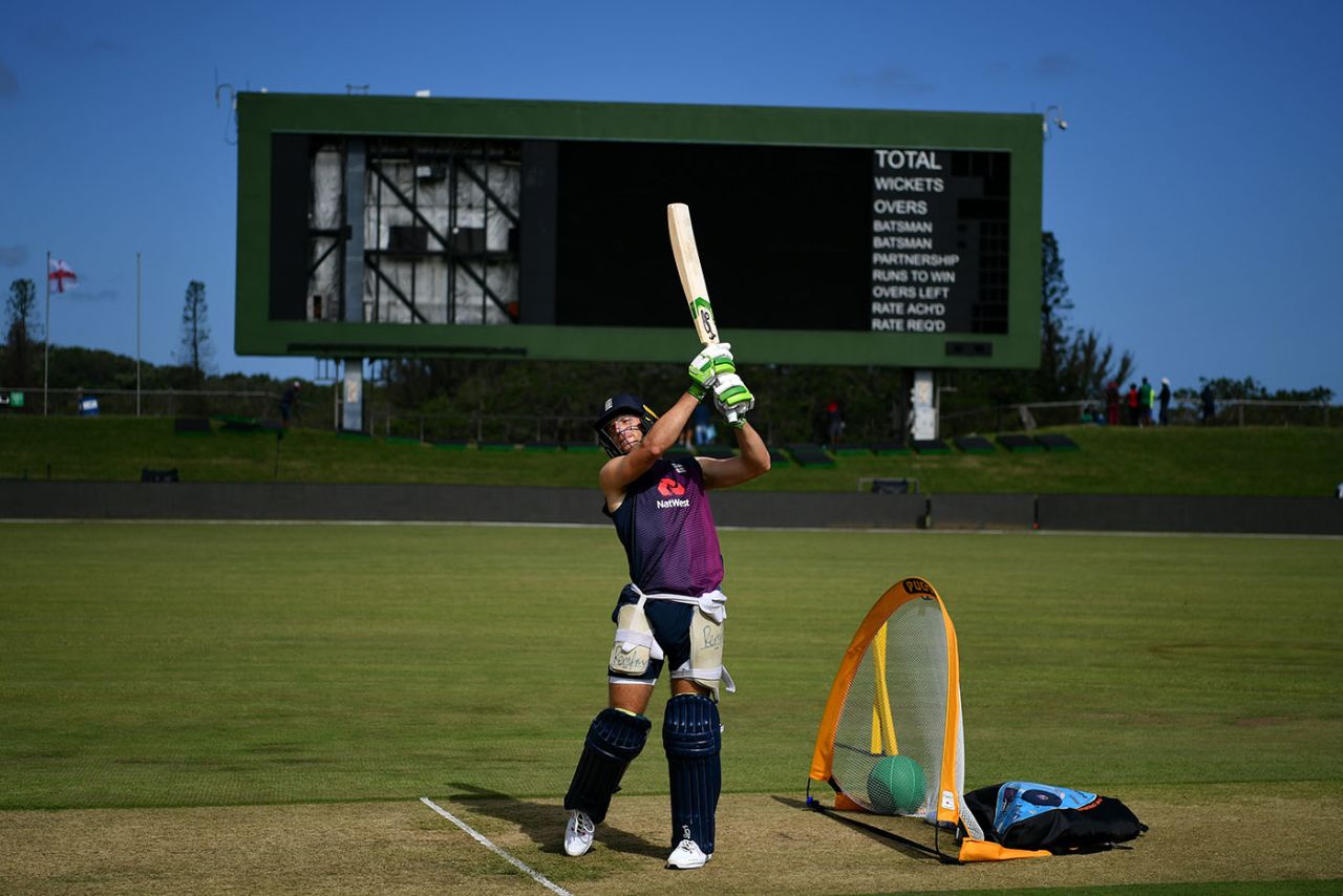 Jos Buttler bats at England training ahead of the first T20 International against South Africa, East London, February 11, 2020