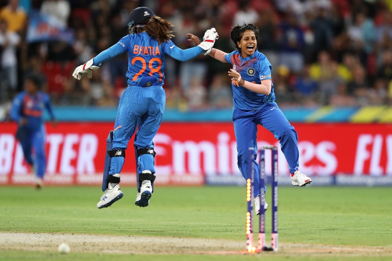 Poonam Yadav celebrates, Australia v India, women's T20 World Cup, Sydney, February 21, 2020