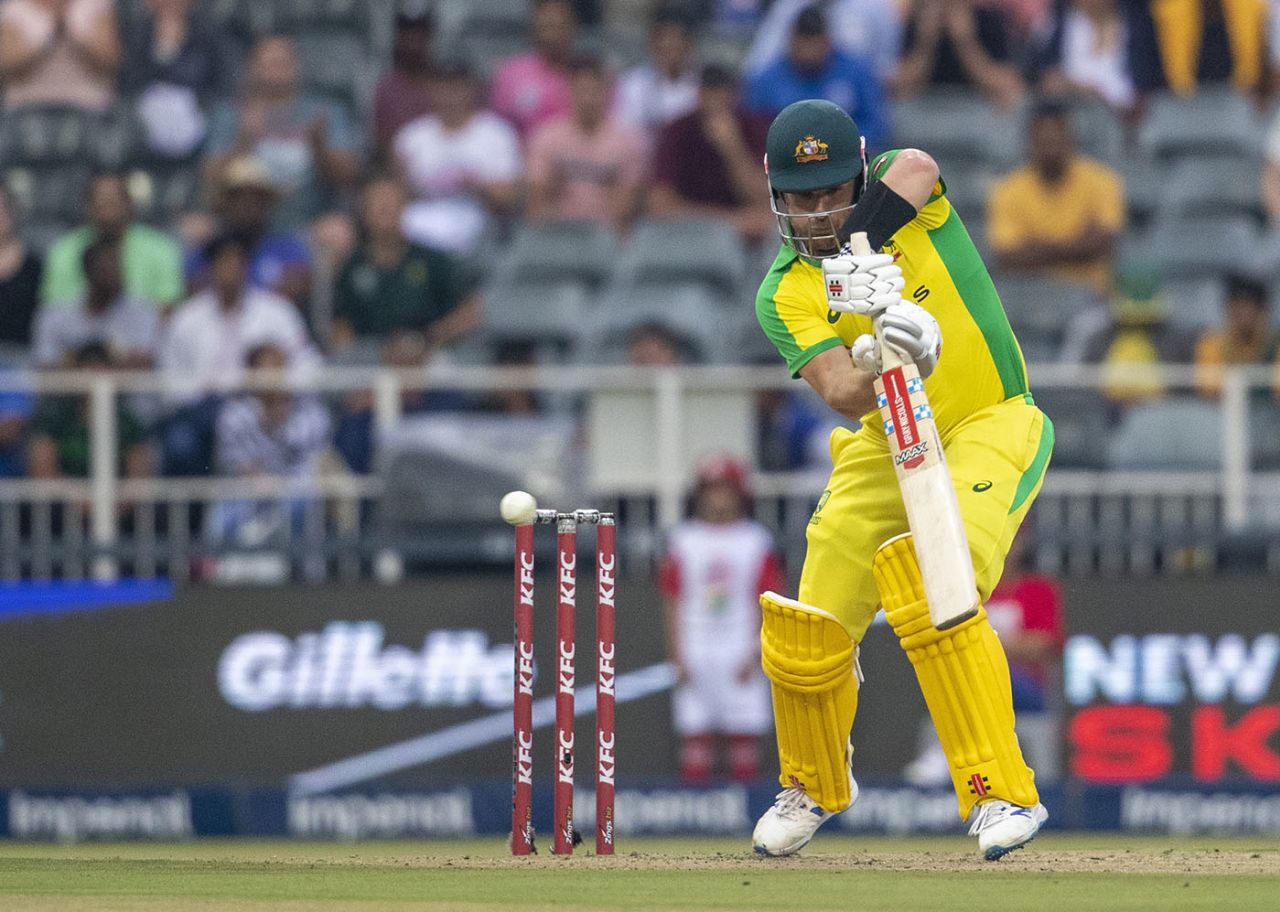 Aaron Finch punches into the off side, South Africa v Australia, 1st T20I, Johannesburg, February 21, 2020