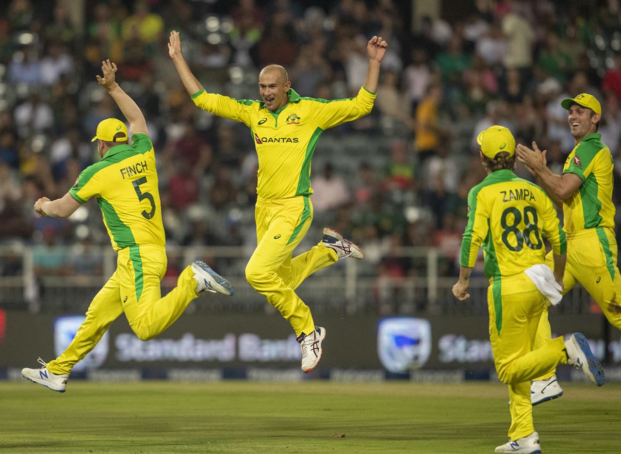Ashton Agar took a hat-trick, South Africa v Australia, 1st T20I, Johannesburg, February 21, 2020