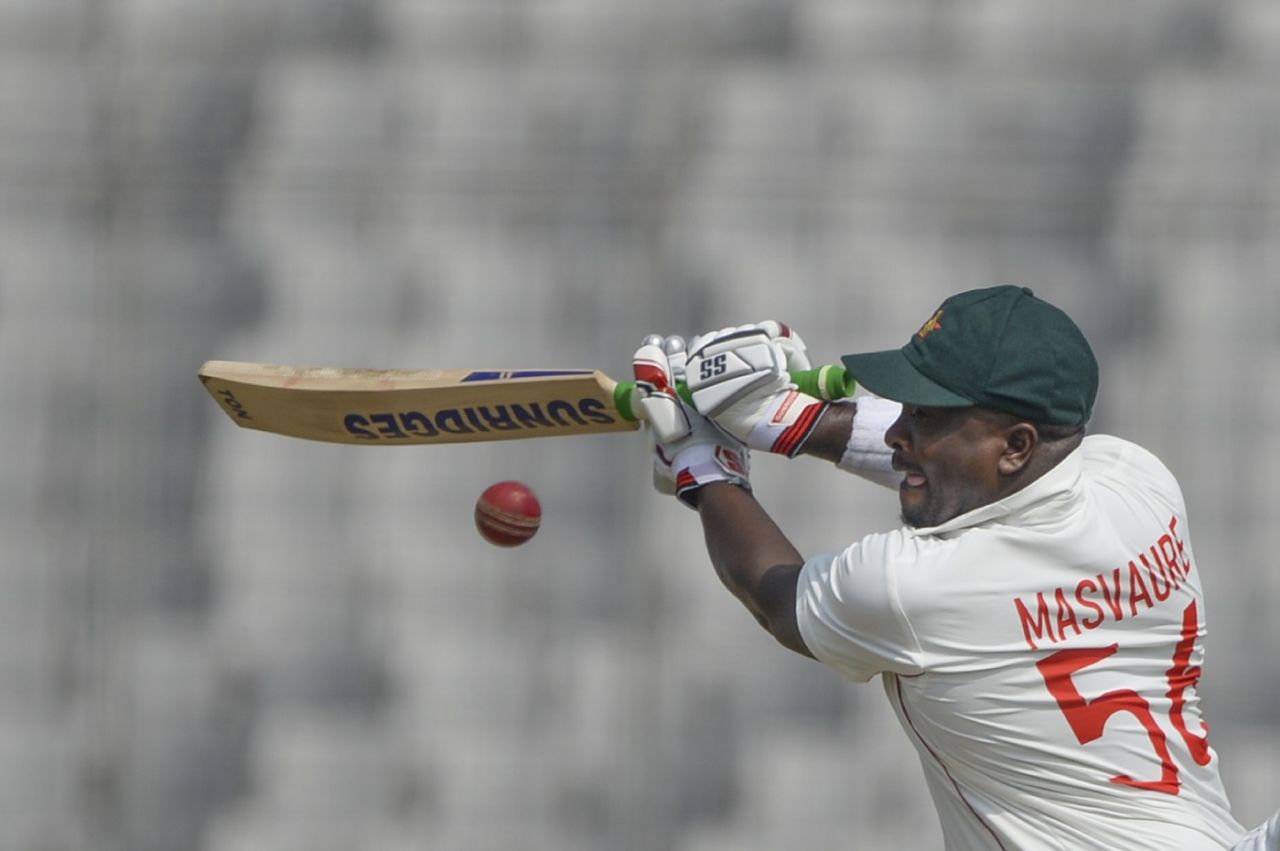 Prince Masvaure steers one to third man, Bangladesh v Zimbabwe, Only Test, Dhaka, 1st day, February 22, 2020