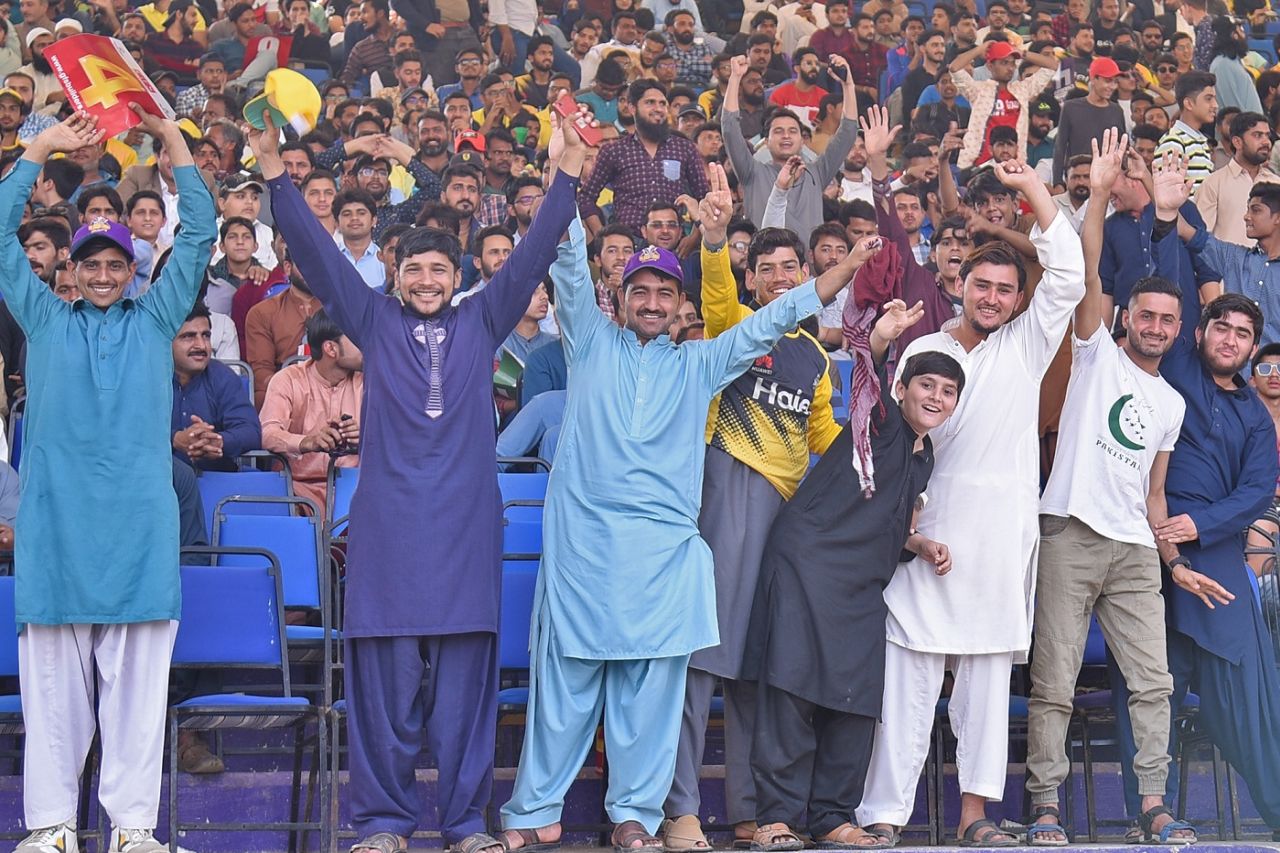 A selection of joyous fans in the crowd, Peshawar Zalmi v Quetta Gladiators, Pakistan Super League, Karachi, February 22, 2020