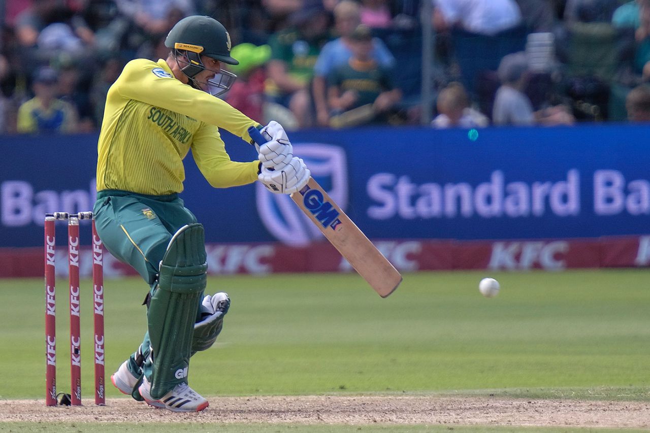Quinton de Kock flays one through the covers, South Africa v Australia, 2nd T20I, Port Elizabeth, February 23, 2020