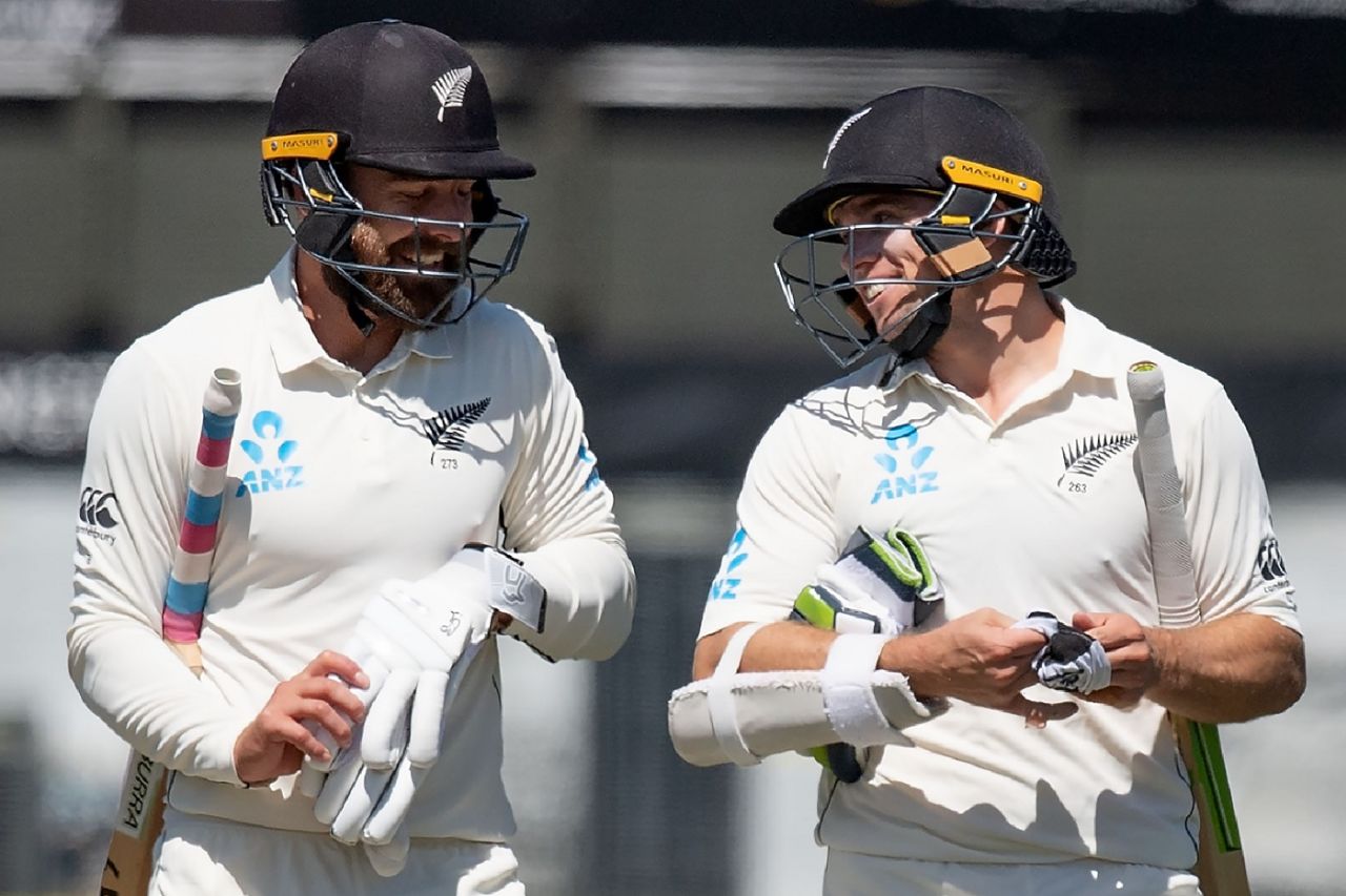Tom Latham and Tom Blundell walk back after securing New Zealand's win, New Zealand v India, 1st Test, Wellington, 4th day, February 24, 2020