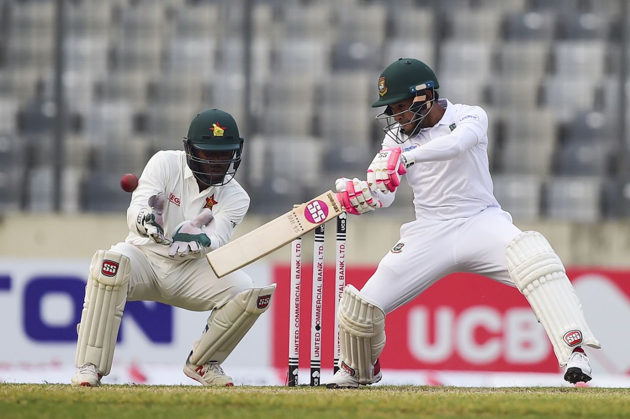 Mushfiqur Rahim cuts one, Bangladesh v Zimbabwe, Only Test, Dhaka, 2nd day, February 23, 2020