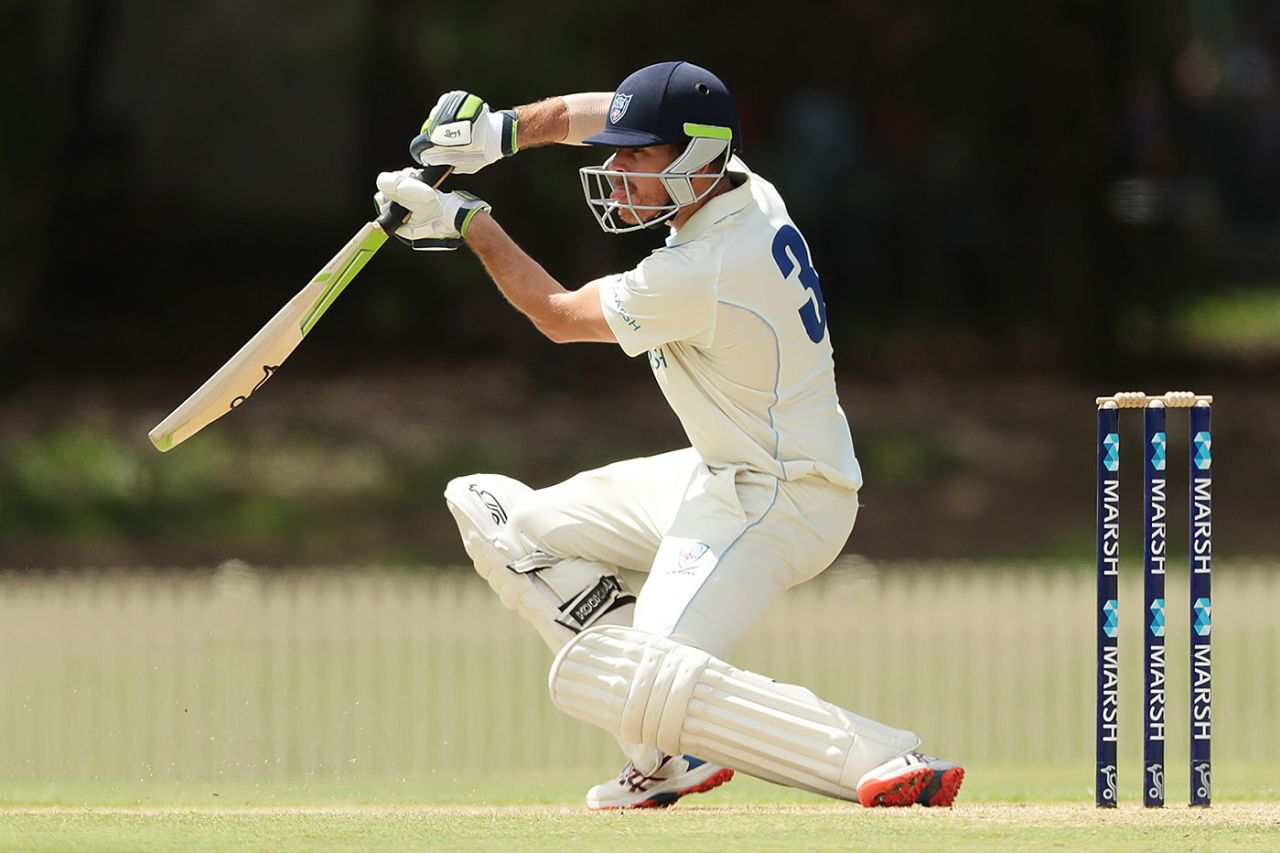 Daniel Hughes drives during his century, New South Wales v South Australia, Sheffield Shield, Bankstown, February 24, 2020