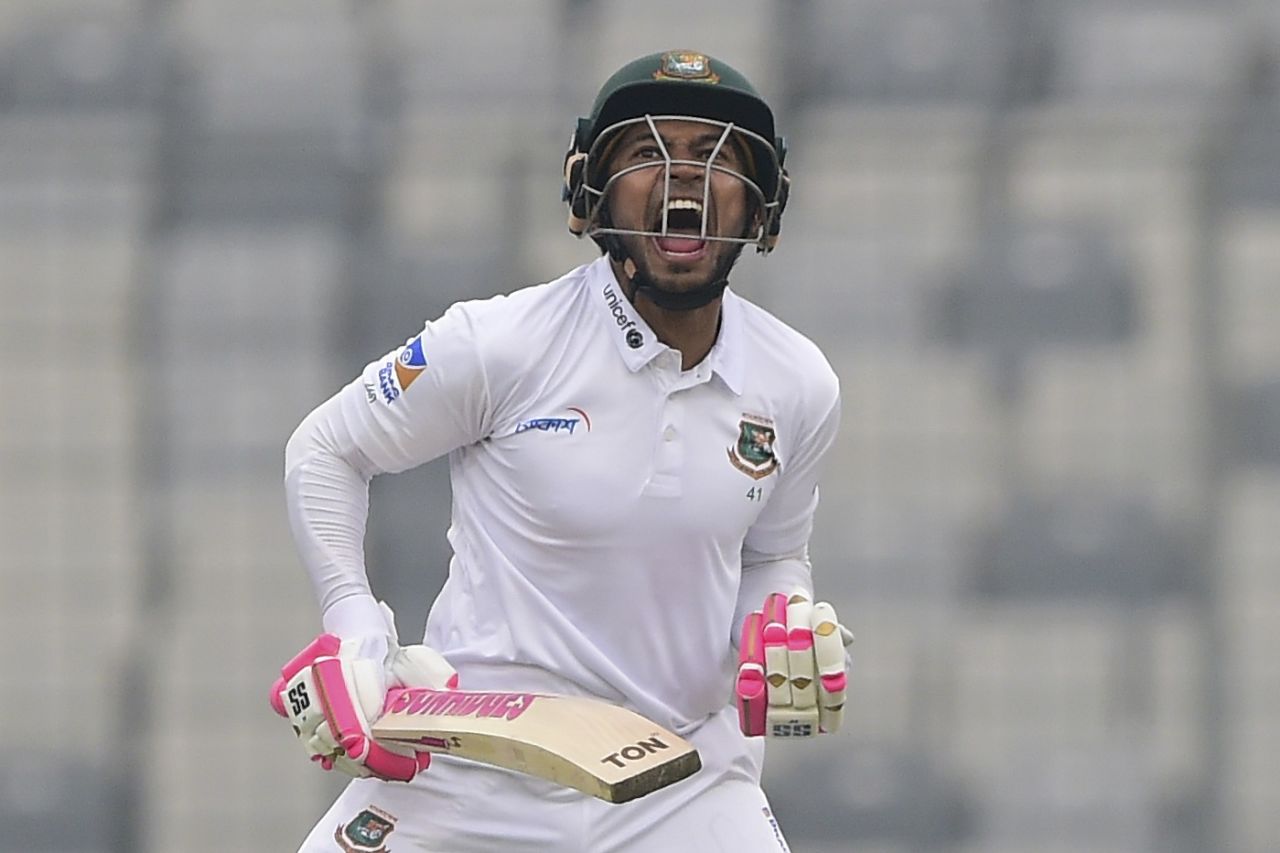 Mushfiqur Rahim lets out a roar in celebration, Bangladesh v Zimbabwe, Only Test, Dhaka, 3rd day, February 24, 2020